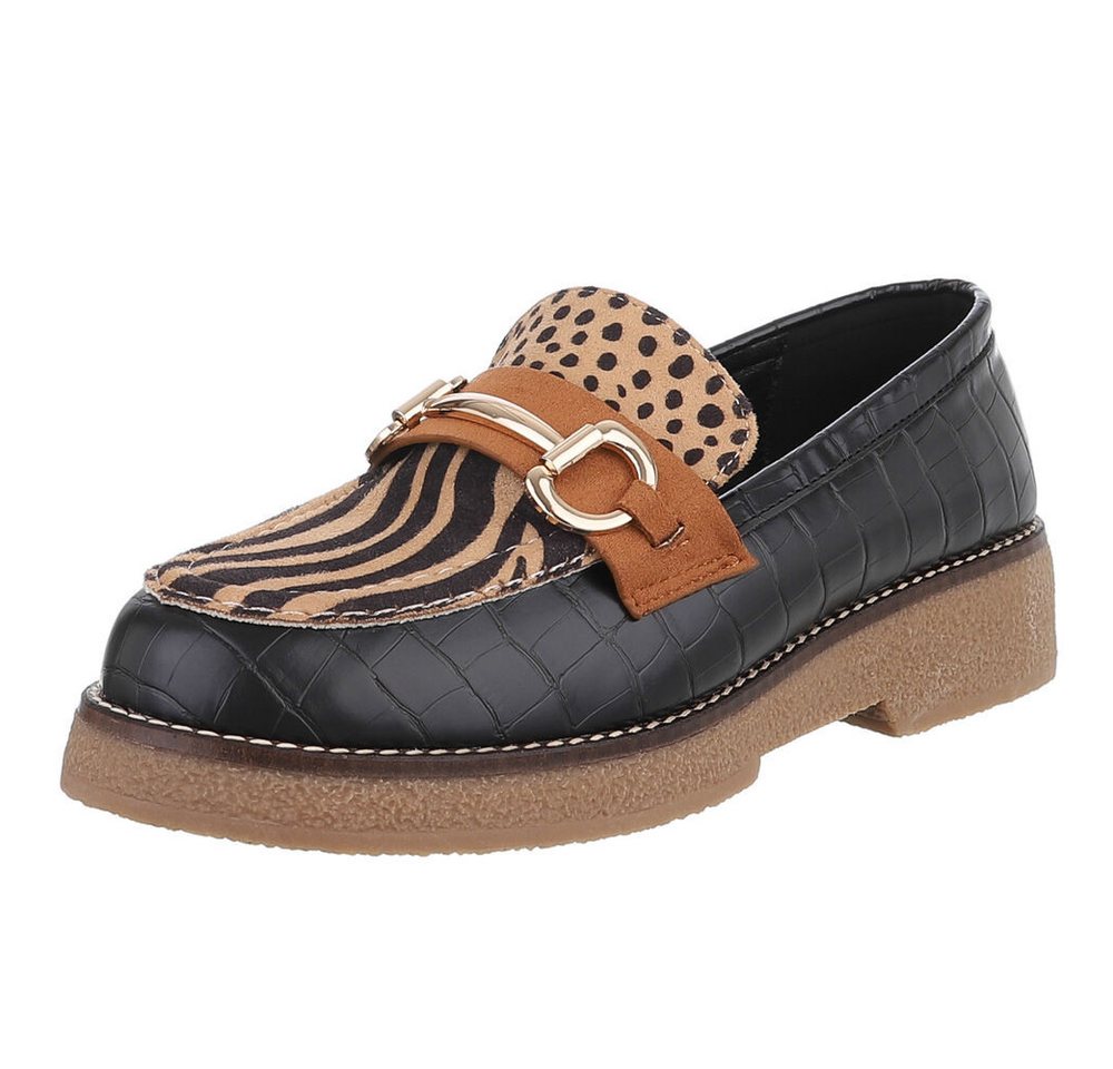 Ital-Design Eleganter Loafer mit Schnalle für Damen – Komfort & Stil Slipper (90169325) Blockabsatz Mokassins in Schwarz