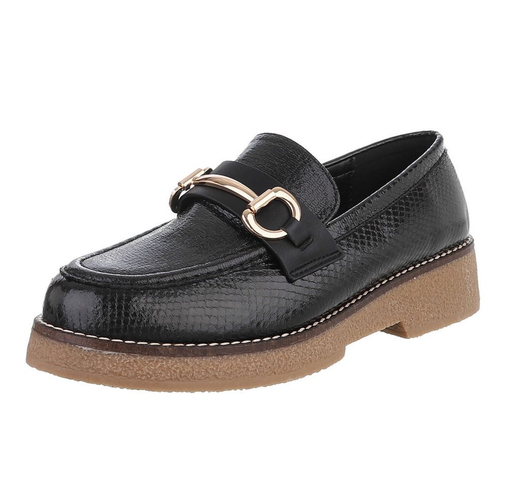Ital-Design Eleganter Loafer mit Schnalle für Damen – Komfort & Stil Slipper (90169335) Blockabsatz Mokassins in Schwarz