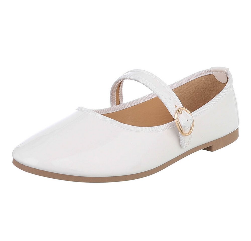 Ital-Design Eleganter Mary Jane Schuh mit Riemen – für Alltag und Anlässe Schnürpumps (91554549) Blockabsatz Riemchenballerinas in Weiß