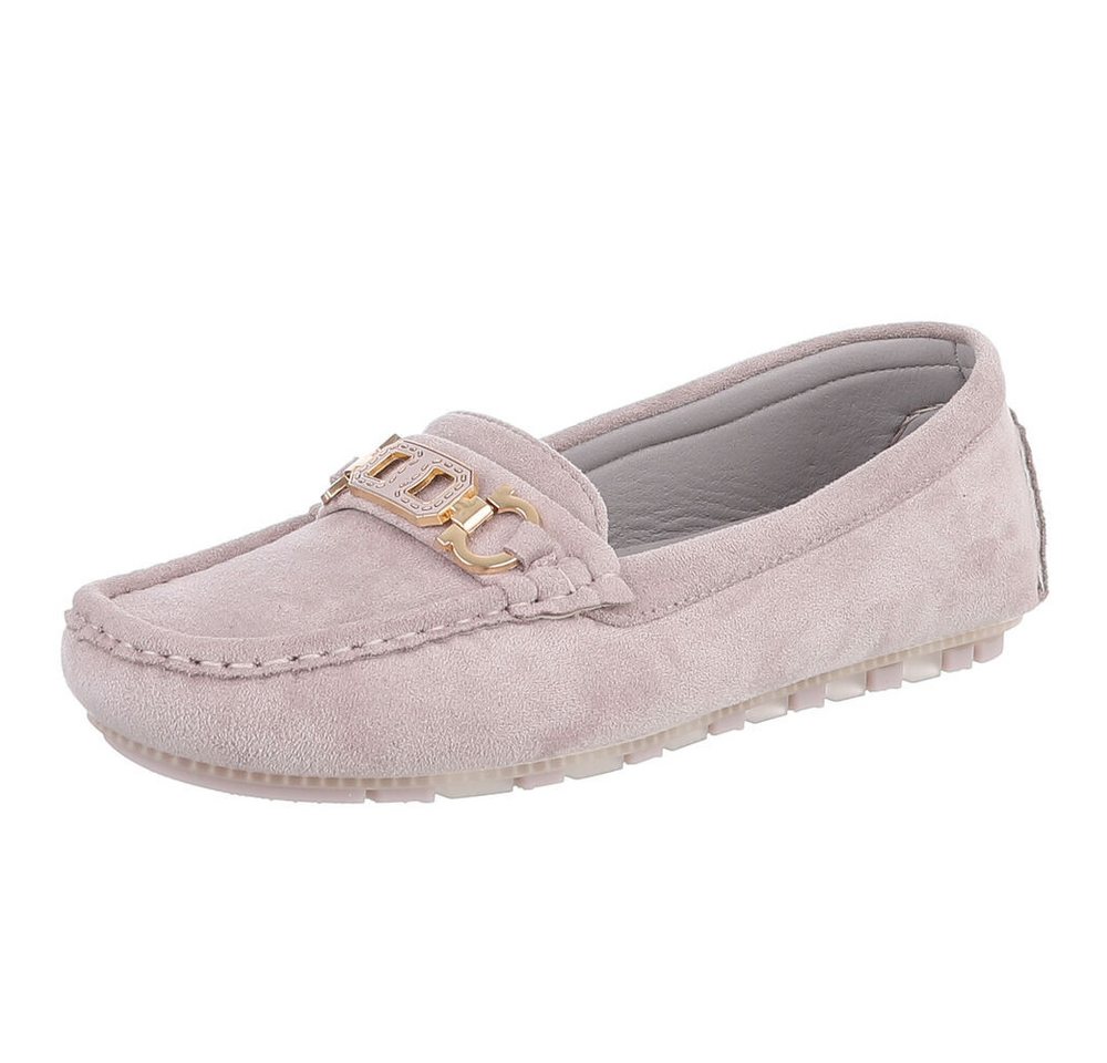 Ital-Design Eleganter Mokassin für Damen mit Verschluss-Details Slipper (91260976) Flach Mokassins in Grau