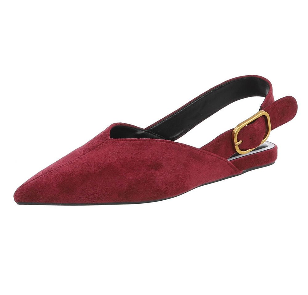 Ital-Design Eleganter Slingback-Schuh für Damen mit dekorativer Schnalle Schnürpumps (91512063) Flach Schnür- & Riemchenpumps in Weinrot