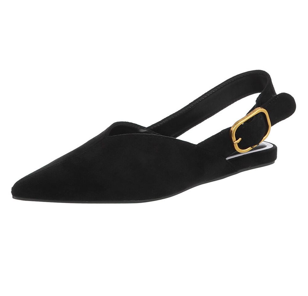 Ital-Design Eleganter Slingback-Schuh für Damen mit dekorativer Schnalle Schnürpumps (91512069) Flach Schnür- & Riemchenpumps in Schwarz