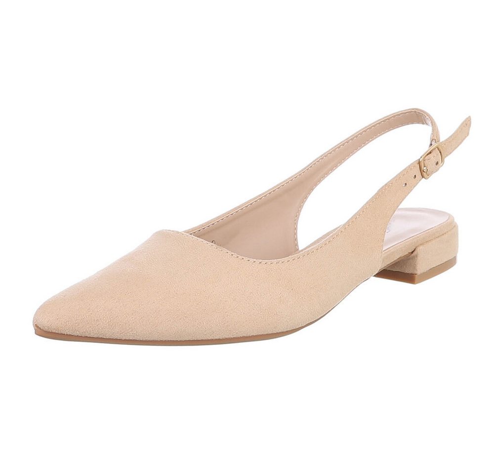 Ital-Design Eleganter Slingback Schuh mit verstellbarem Riemen Schnürpumps (91512380) Blockabsatz Schnür- & Riemchenpumps in Beige