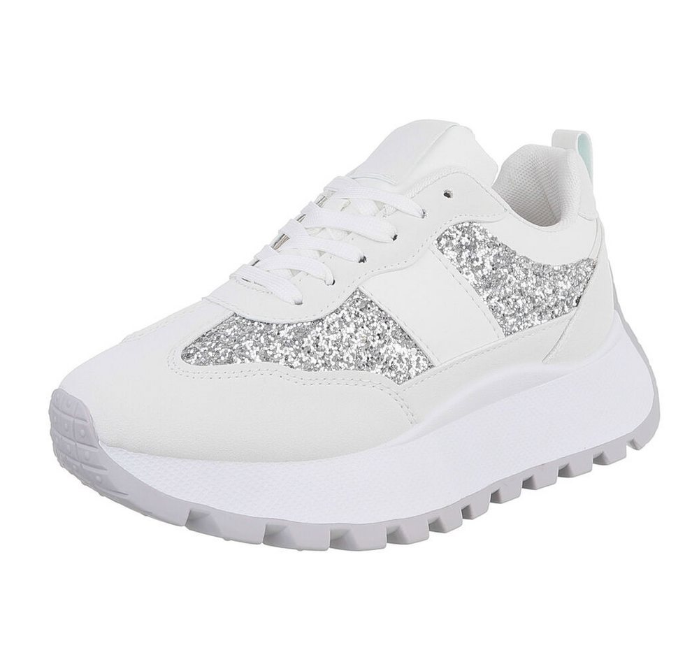 Ital-Design Eleganter Slip-On Schuh für Damen mit komfortabler Innensohle Sneaker (91117440) Keilabsatz/Wedge Sneakers Low in Weiß