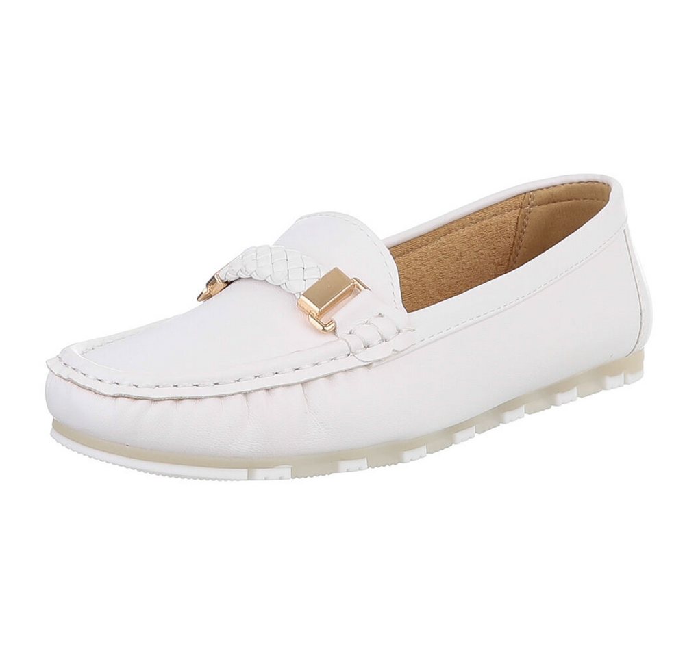 Ital-Design Eleganter Slipper – Bequeme Alltagsschuhe für Damen Slipper (89368811) Flach Mokassins in Weiß