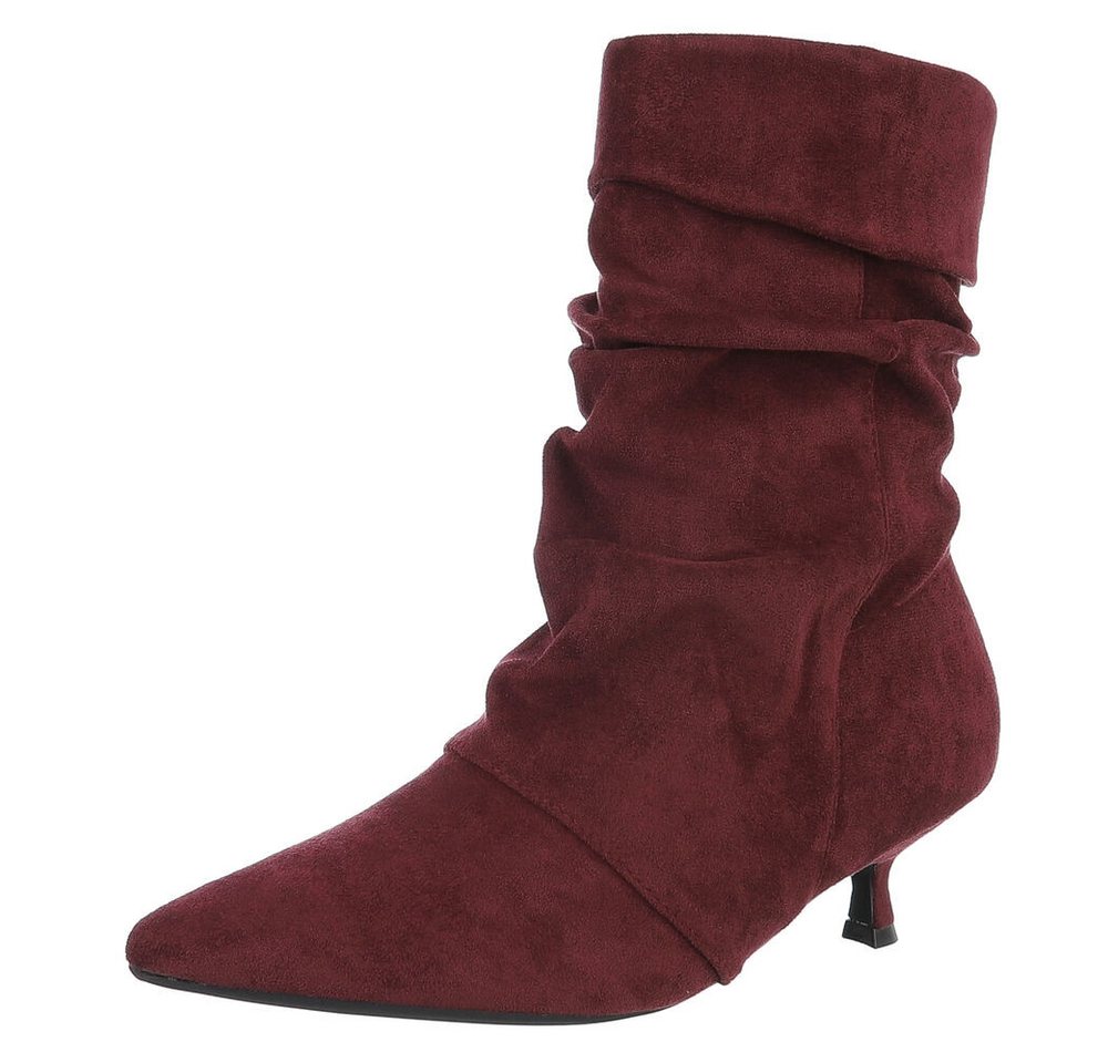 Ital-Design Eleganter Slouch-Stiefel für Damen – Bequem und vielseitig Stiefelette (90417848) Pfennig-/Stilettoabsatz Stiefeletten in Weinrot