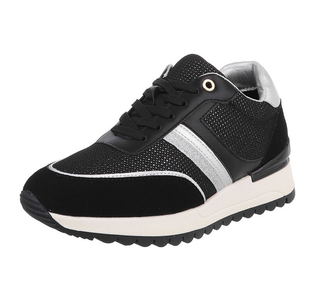 Ital-Design Eleganter Sneaker mit gepolsterter Innensohle für Damen Sneaker (91261467) Keilabsatz/Wedge Sneakers Low in Schwarz