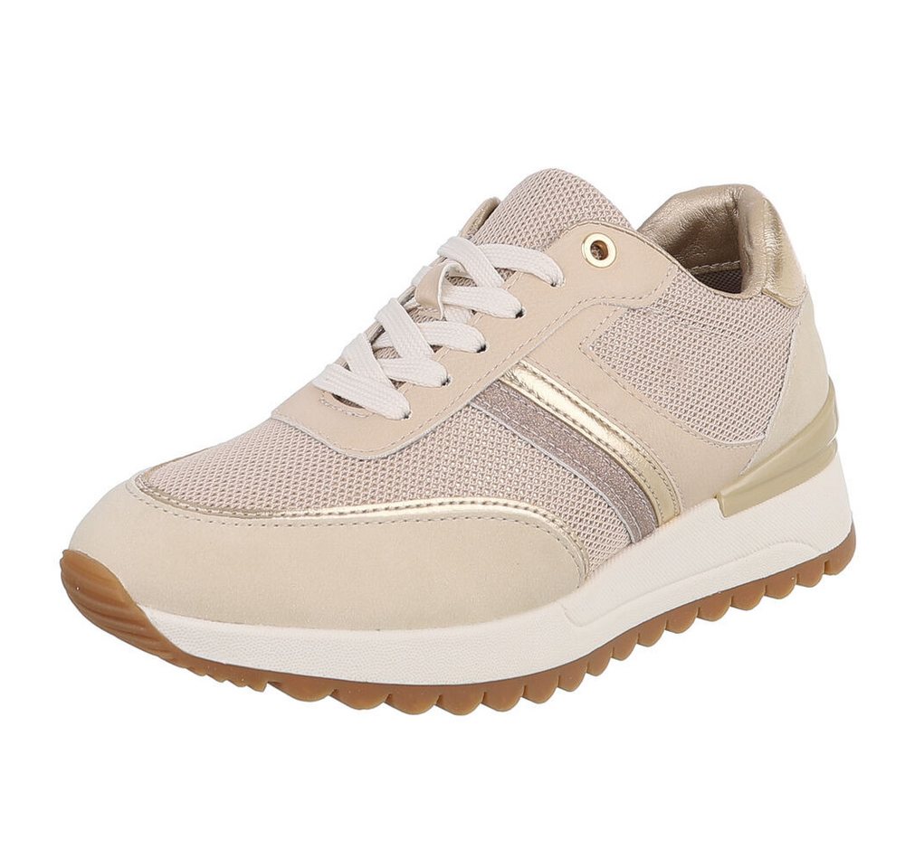 Ital-Design Eleganter Sneaker mit gepolsterter Innensohle für Damen Sneaker (91261471) Keilabsatz/Wedge Sneakers Low in Beige