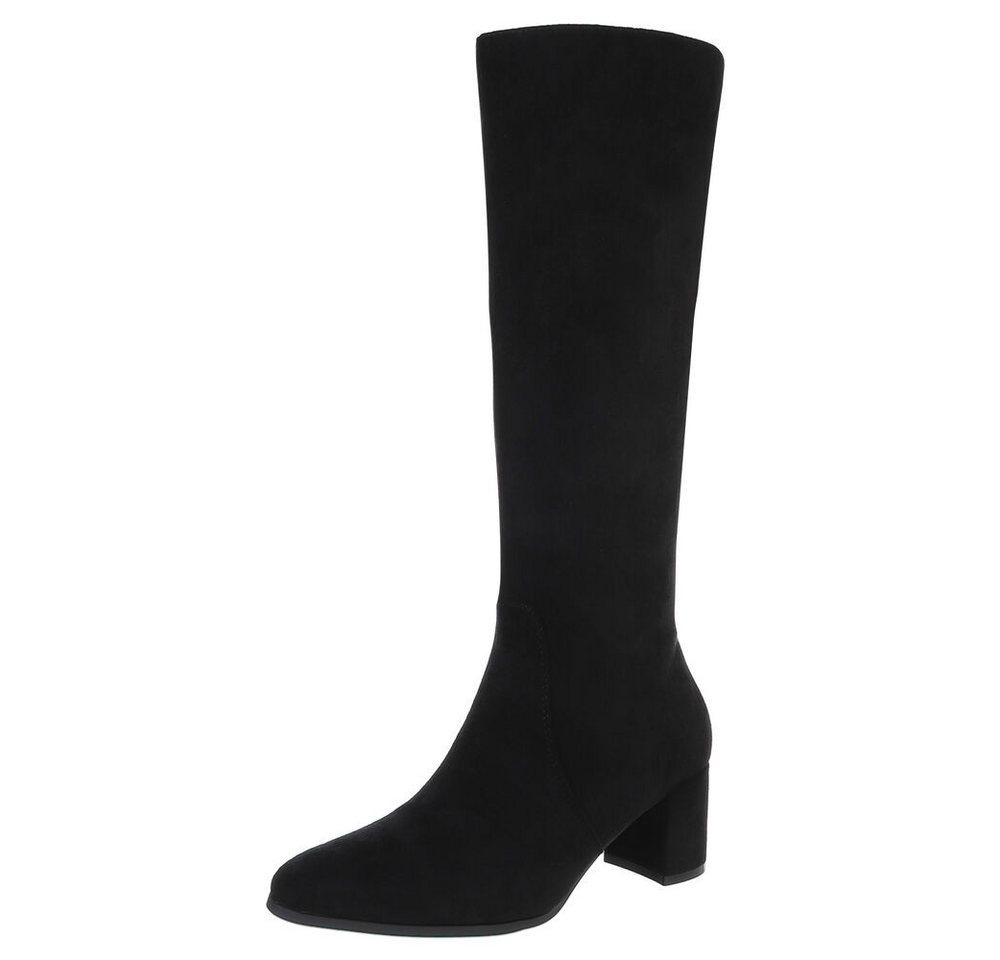 Ital-Design Eleganter Stiefel für Damen mit hohem Absatz, vielseitig einsetzbar Stiefel (90152989) Blockabsatz Stiefel in Schwarz