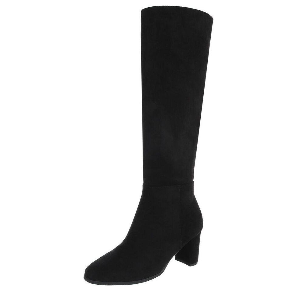 Ital-Design Eleganter Stretch-Stiefel mit Blockabsatz für Damen Stiefel (90827562) Blockabsatz Stiefel in Schwarz