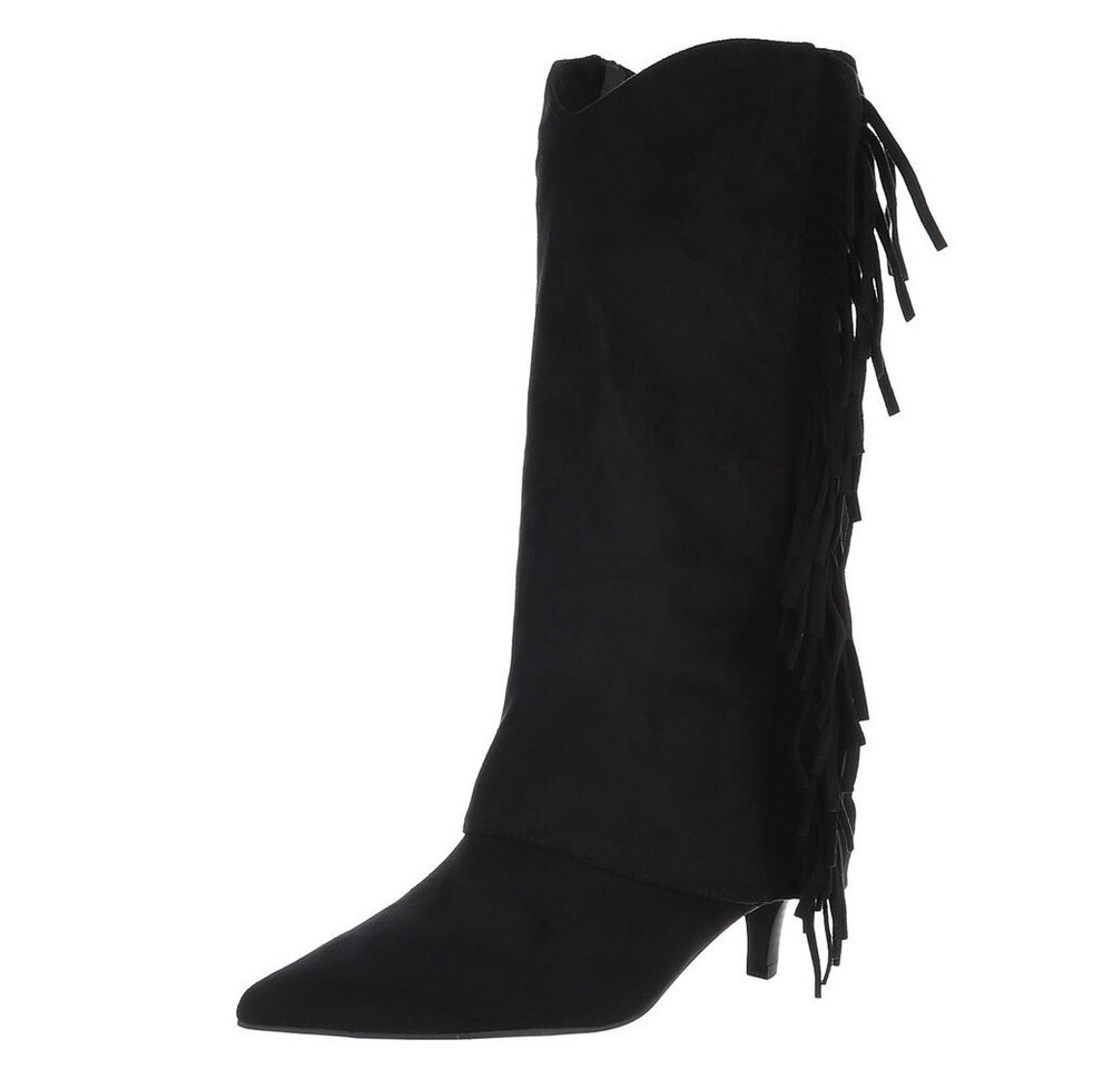 Ital-Design Fransige Damen Stiefeletten für Herbst und Winter Stiefel (90458169) Pfennig-/Stilettoabsatz Stiefel in Schwarz