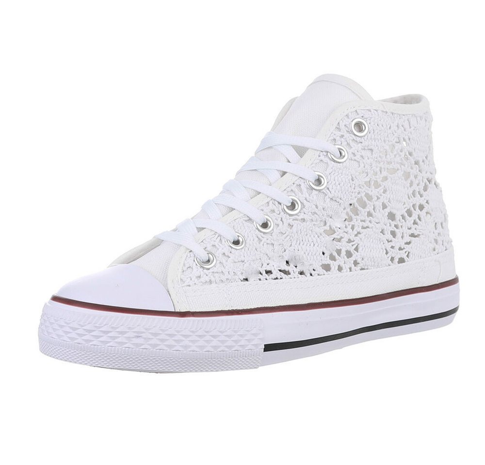 Ital-Design Halbhohe Sneakers für Komfort und Stil Sneakerboots (89091958) Flach Sneakers High in Weiß