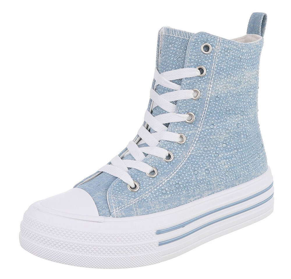 Ital-Design Hochschaft-Sneaker für Damen - Bequem und vielseitig Sneakerboots (91261163) Flach Sneakers High in Hellblau