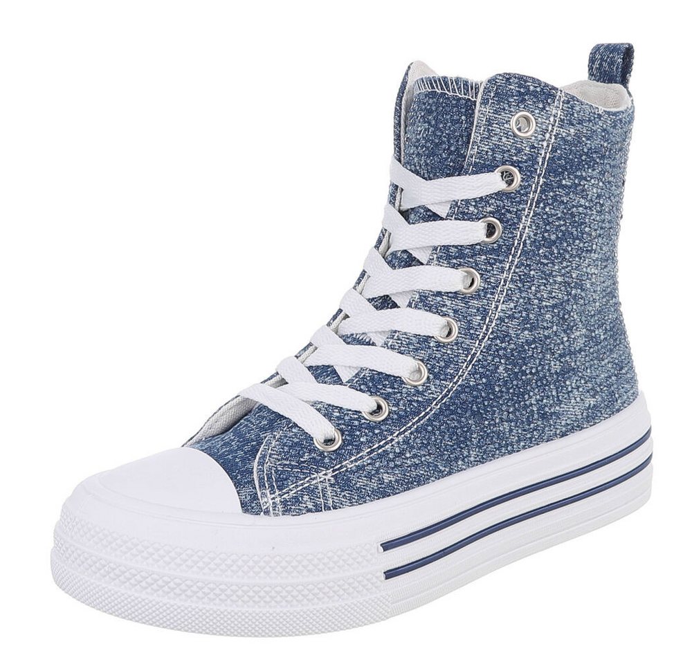 Ital-Design Hochschaft-Sneaker für Damen - Bequem und vielseitig Sneakerboots (91261169) Flach Sneakers High in Blau