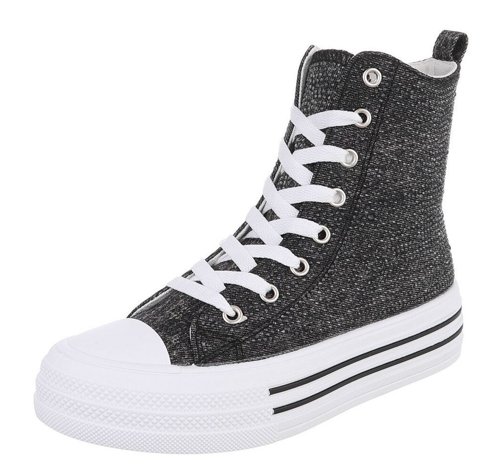 Ital-Design Hochschaft-Sneaker für Damen - Bequem und vielseitig Sneakerboots (91261174) Flach Sneakers High in Schwarz