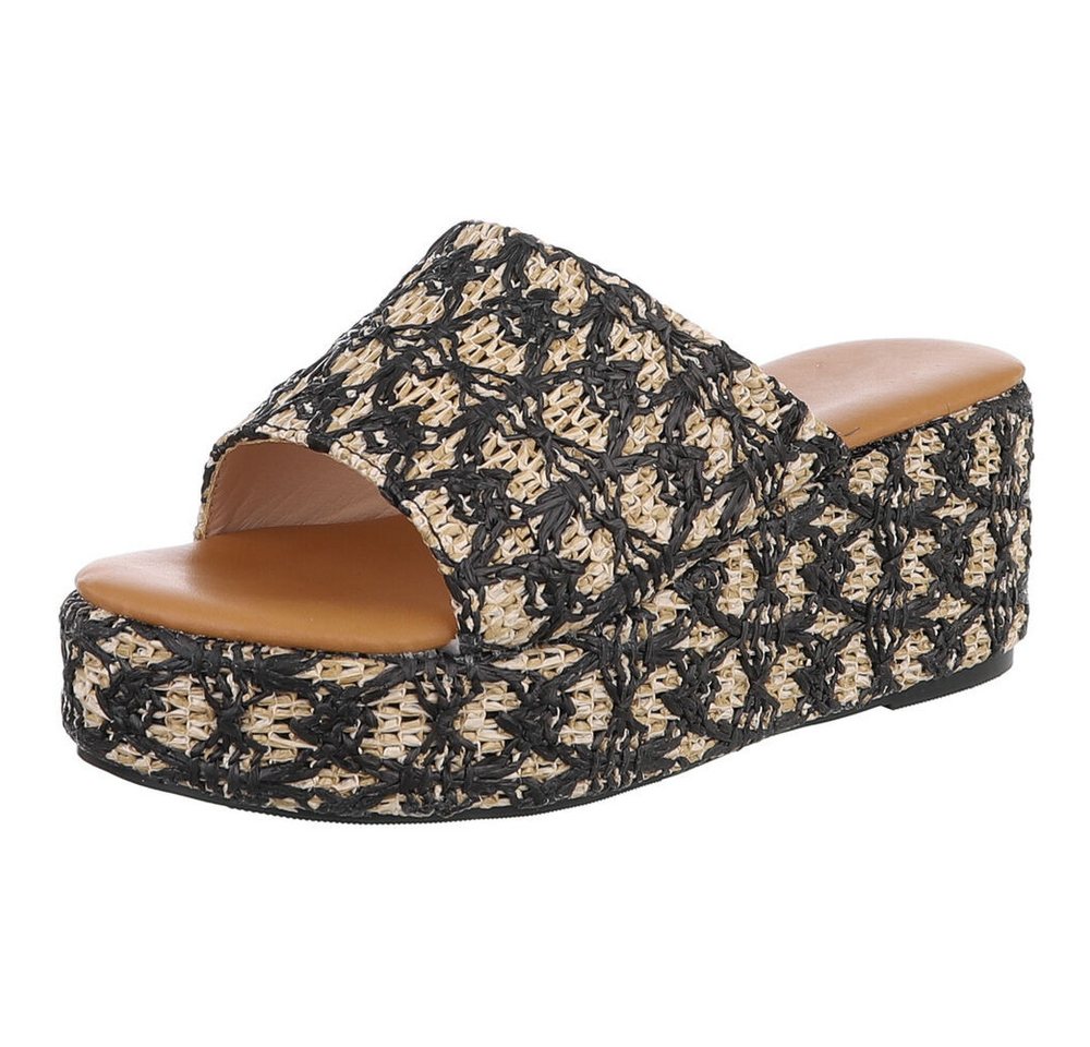 Ital-Design Hochwertige Damen Sandalen mit Plattform im Weave-Design Plateausandaletten (89852846) Keilabsatz/Wedge Keilsandaletten in Beige