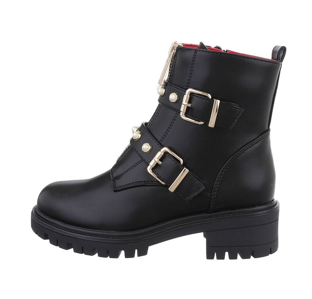 Ital-Design Kinder Biker Stiefelette (84351918) Blockabsatz Stiefeletten in Schwarz