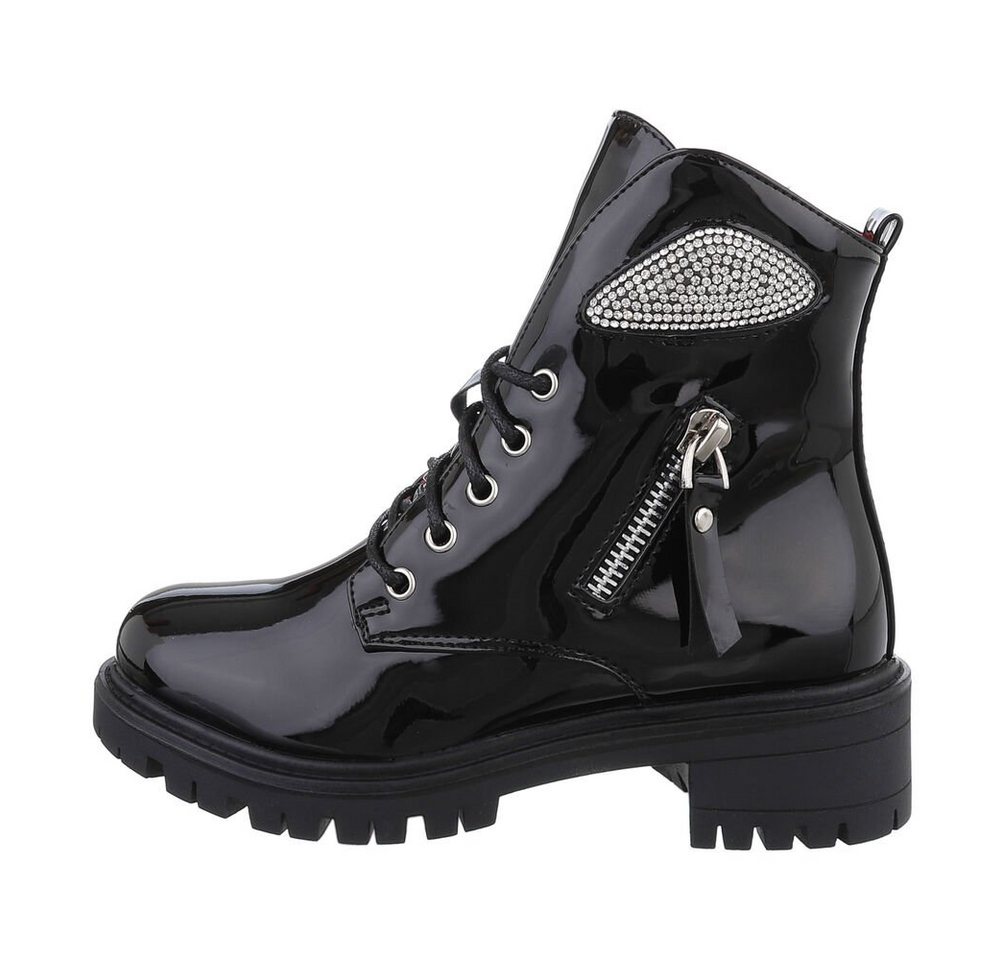 Ital-Design Kinder Freizeit Stiefeletten Stiefelette (84351879) Blockabsatz Stiefeletten in Schwarz