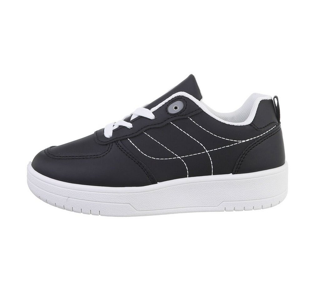 Ital-Design Kinder Low-Top Freizeit Sneaker Flach Freizeitschuhe in Schwarz