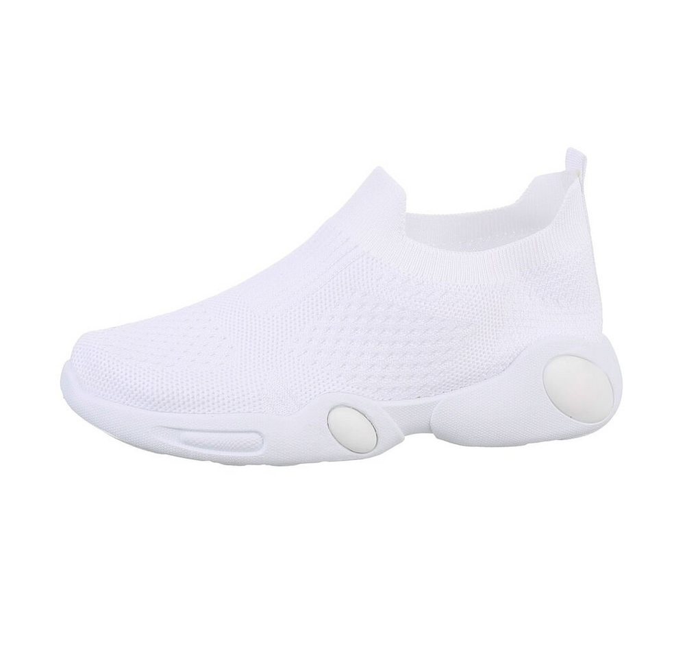 Ital-Design Kinder Low-Top Freizeit Sneaker Flach Freizeitschuhe in Weiß