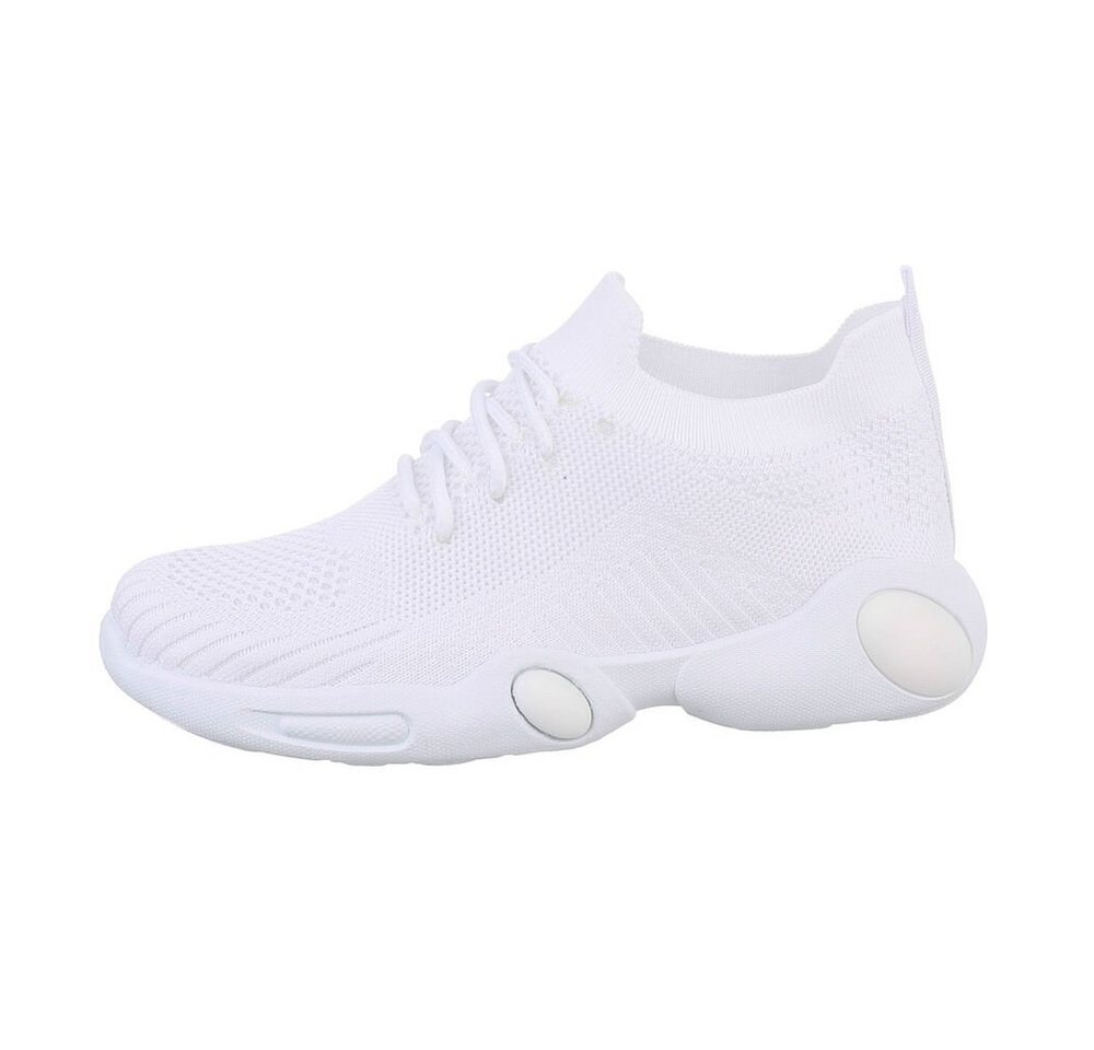 Ital-Design Kinder Low-Top Freizeit Sneaker Flach Freizeitschuhe in Weiß (weiß)