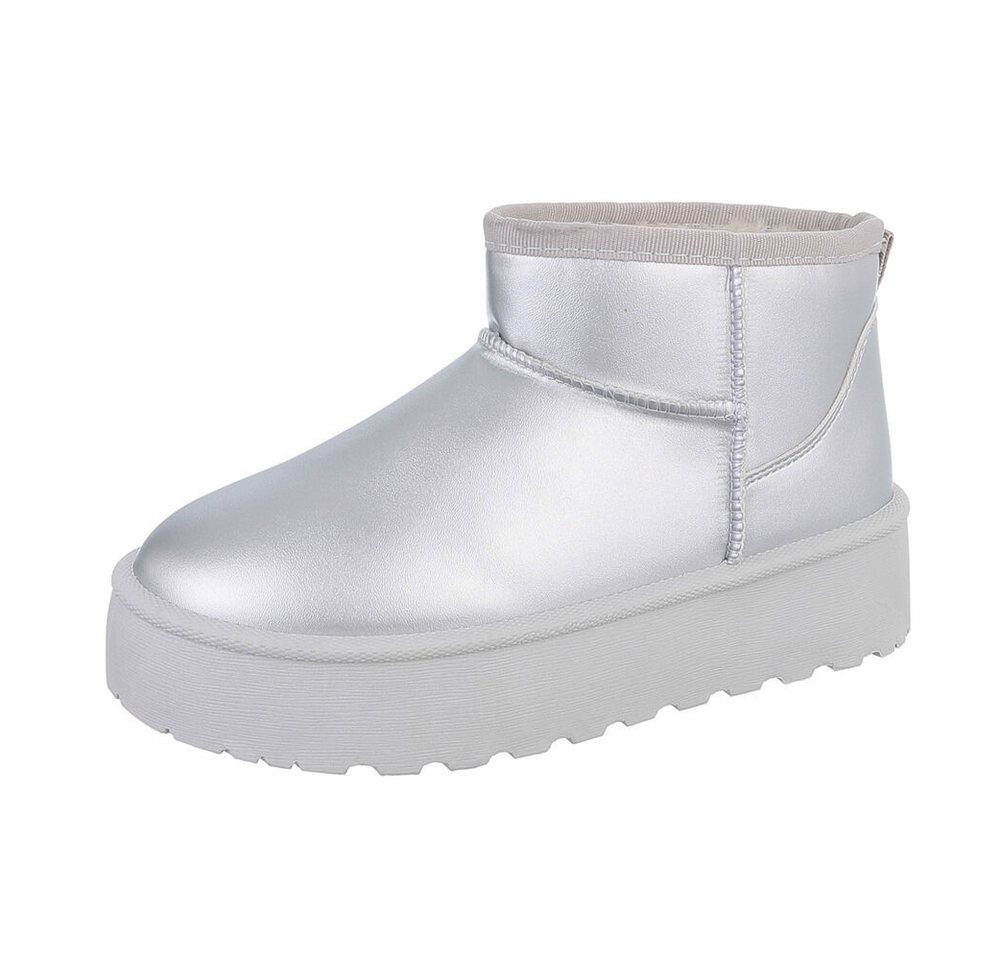 Ital-Design Kinder Snowboots Freizeit Stiefelette (87124565) Flach Stiefeletten in Silber