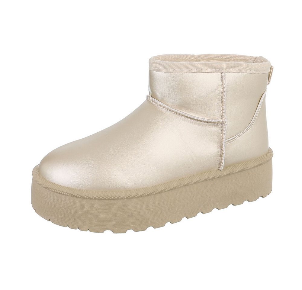 Ital-Design Kinder Snowboots Freizeit Stiefelette (87124583) Flach Stiefeletten in Gold
