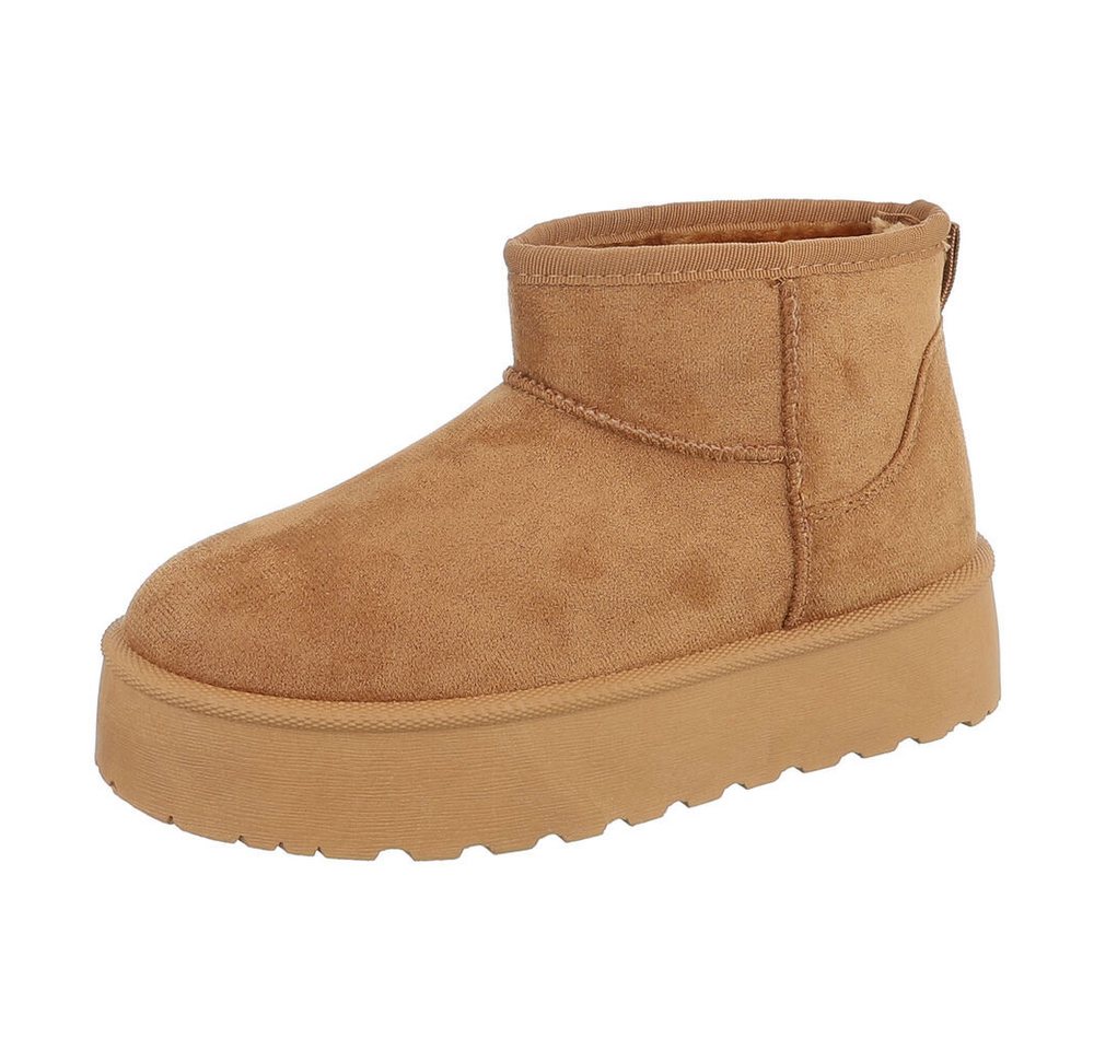Ital-Design Kinder Snowboots Freizeit Stiefelette (87124594) Flach Stiefeletten in Camel