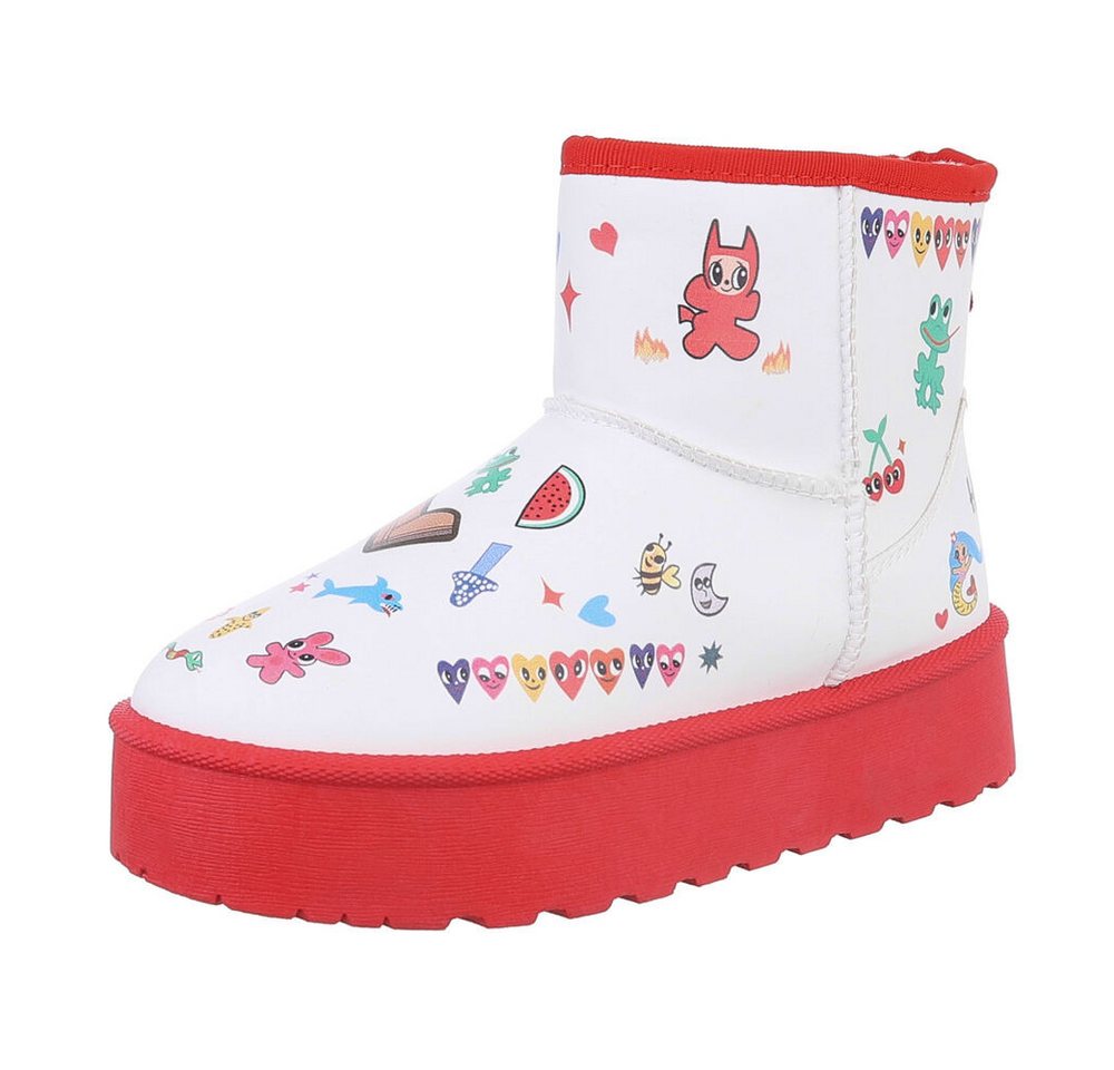 Ital-Design Kinder Snowboots Freizeit Stiefelette (87214292) Flach Stiefeletten in Rot
