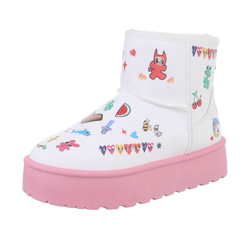 Ital-Design Kinder Snowboots Freizeit Stiefelette (87214295) Flach Stiefeletten in Rosa