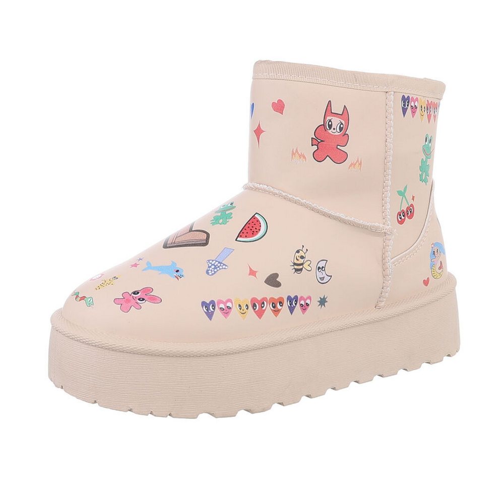 Ital-Design Kinder Snowboots Freizeit Stiefelette (87214302) Flach Stiefeletten in Hellbraun