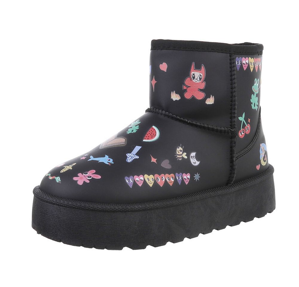 Ital-Design Kinder Snowboots Freizeit Stiefelette (87214310) Flach Stiefeletten in Schwarz