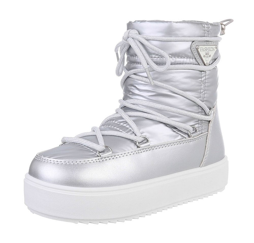 Ital-Design Kinder Snowboots Freizeit Stiefelette (87531928) Flach Stiefeletten in Silber