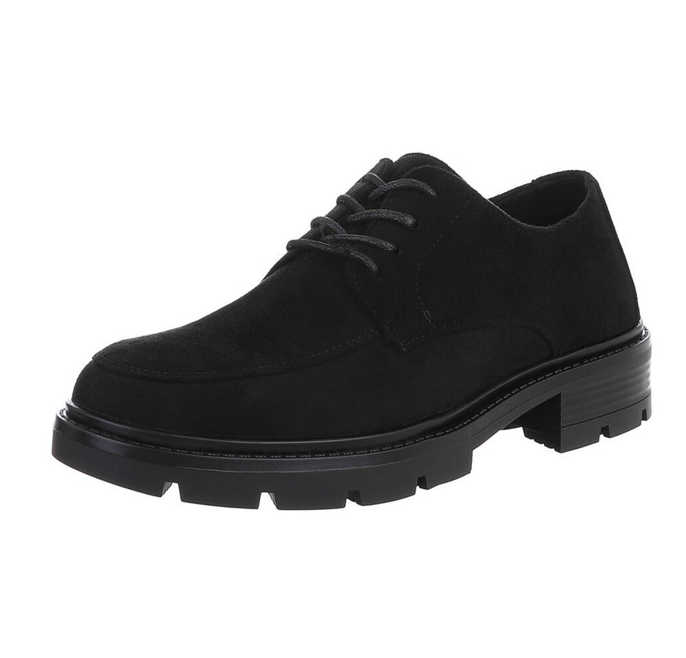 Ital-Design Klassischer Schnürschuh mit robuster Sohle für Damen Schnürschuh (90793451) Blockabsatz Schnürer in Schwarz