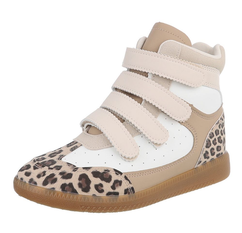 Ital-Design Klettverschluss Sneaker für Damen – Komfortabel und Stilvoll Sneakerboots (90542818) Keilabsatz/Wedge Sneakers High in Beige