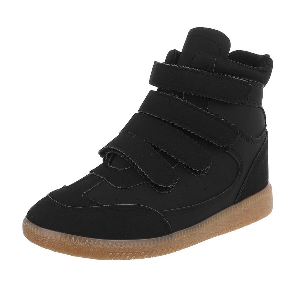 Ital-Design Klettverschluss Sneaker für Damen – Komfortabel und Stilvoll Sneakerboots (90542824) Keilabsatz/Wedge Sneakers High in Schwarz