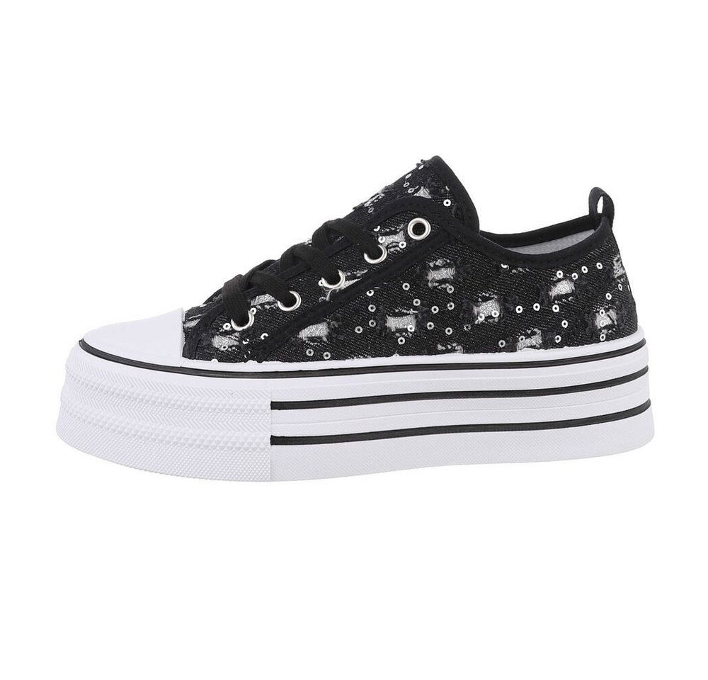 Ital-Design Komfort Sneaker mit erhöhter Sohle für Alltag & Freizeit Sneaker (85867657) Flach Sneakers Low in Schwarz
