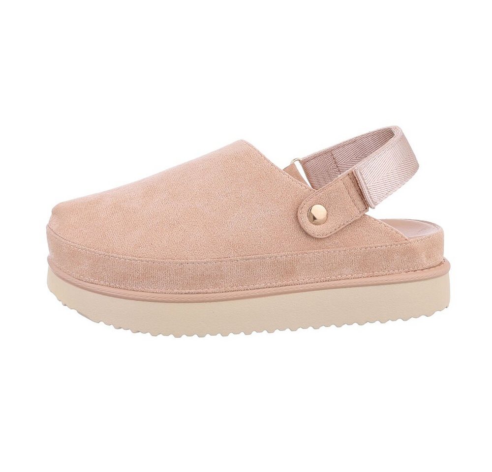 Ital-Design Komfortable Freizeit-Schuhe im modernen Design Plateausandaletten (85867665) Flach Pantoletten in Altrosa