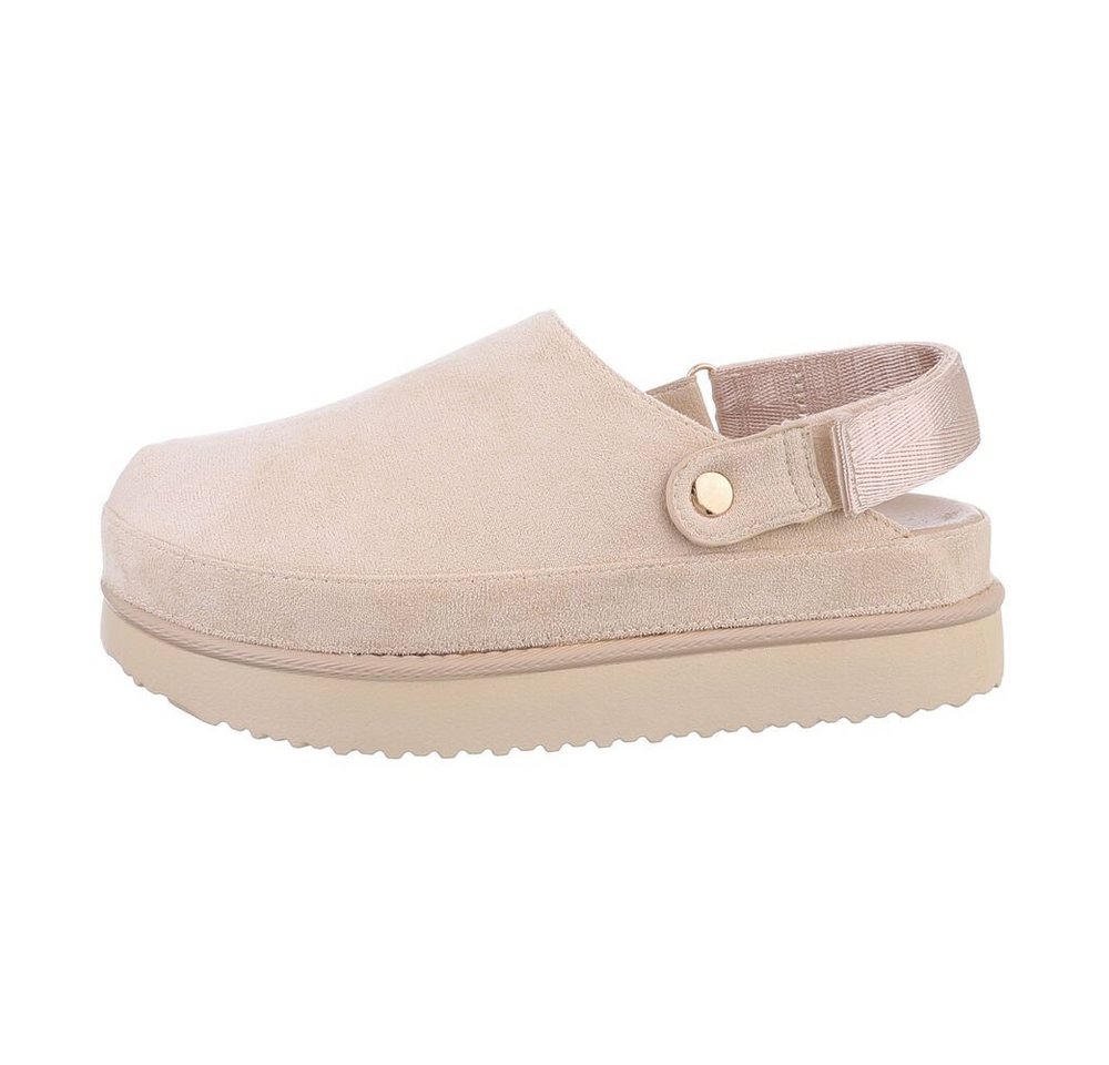Ital-Design Komfortable Freizeit-Schuhe im modernen Design Plateausandaletten (85867694) Flach Pantoletten in Beige