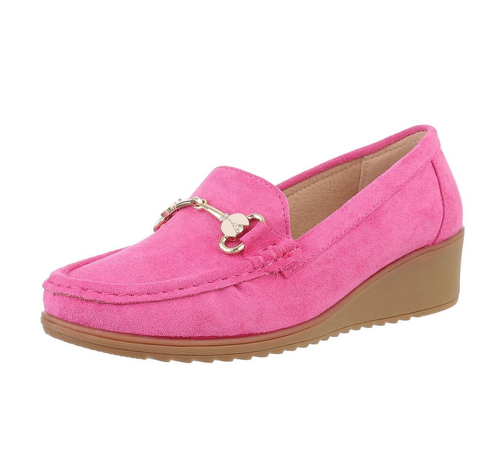 Ital-Design Komfortable Loafers für jeden Anlass – Stil & Qualität Slipper (89319172) Keilabsatz/Wedge Mokassins in Pink