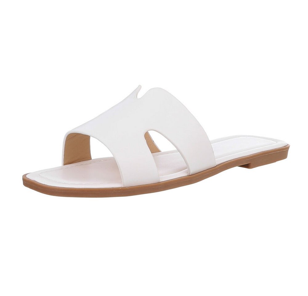 Ital-Design Komfortable Sandalen für Alltag und Freizeit Pantolette (89322890) Blockabsatz Pantoletten in Weiß