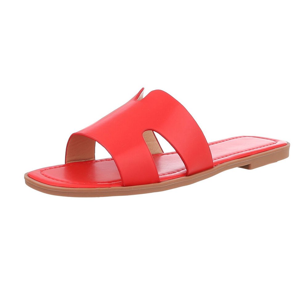 Ital-Design Komfortable Sandalen für Alltag und Freizeit Pantolette (89322891) Blockabsatz Pantoletten in Rot