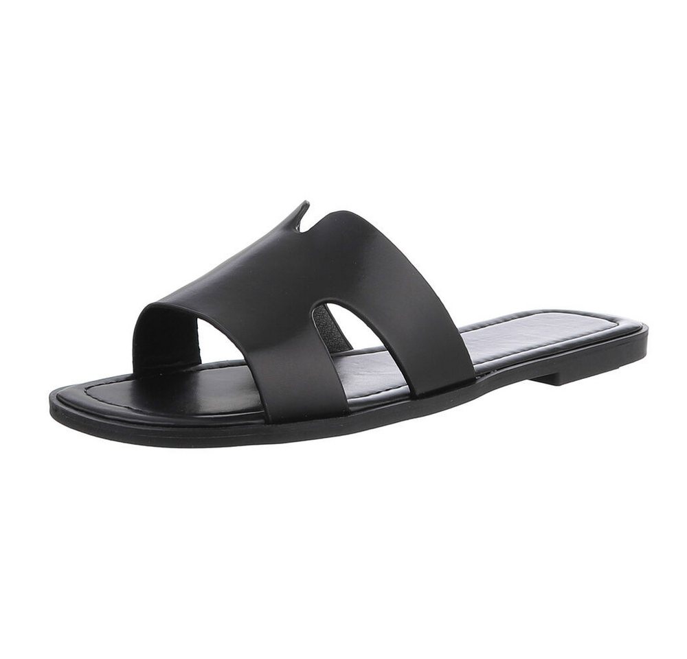 Ital-Design Komfortable Sandalen für Alltag und Freizeit Pantolette (89322910) Blockabsatz Pantoletten in Schwarz