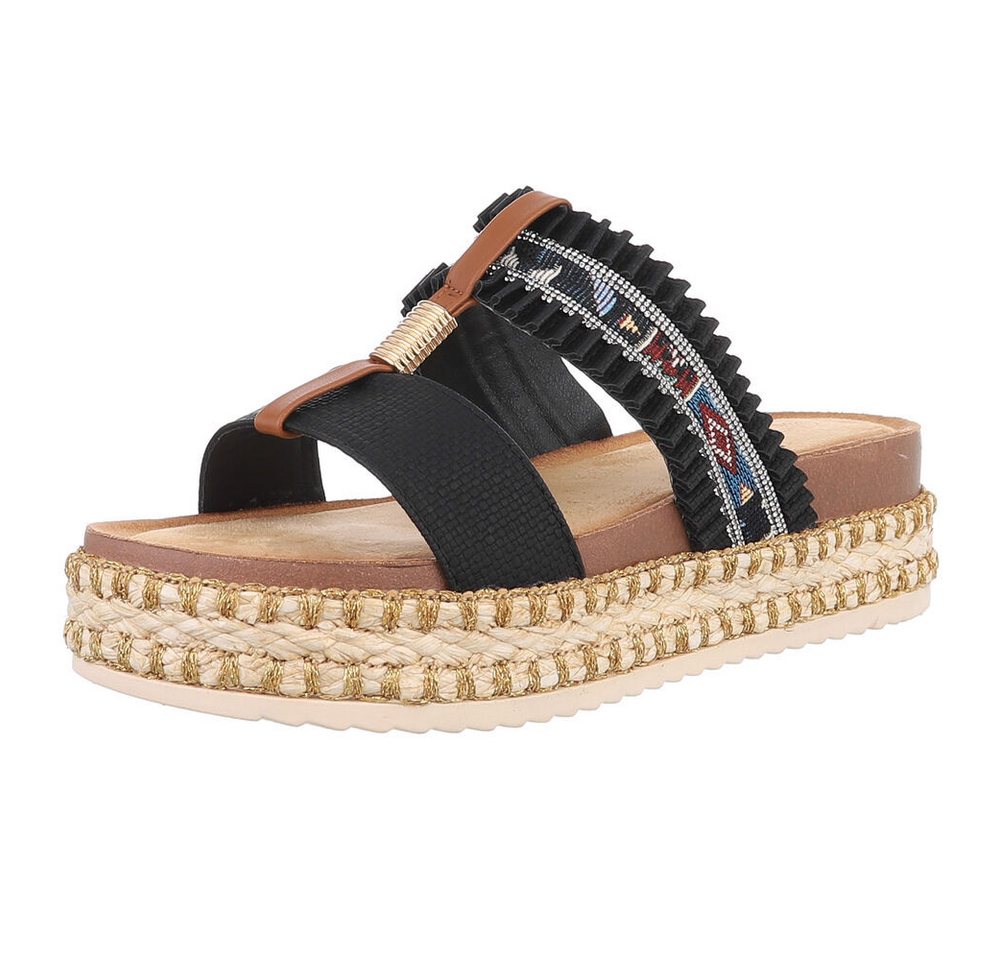 Ital-Design Komfortable Sandalen für den Sommer – Stil & Bequemlichkeit Plateausandaletten (89323163) Keilabsatz/Wedge Keilsandaletten in Schwarz