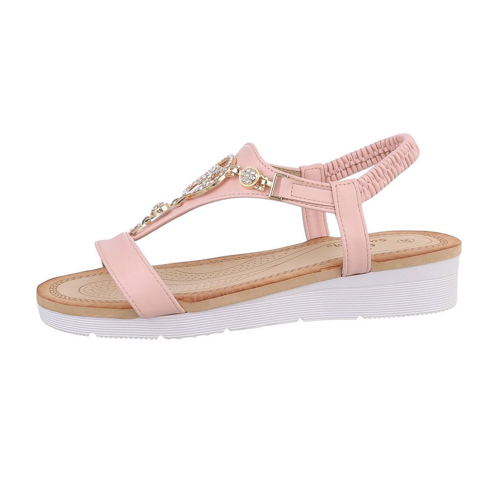 Ital-Design Komfortable Sandalen für jeden Anlass Riemchensandalette (86016782) Keilabsatz/Wedge Keilsandaletten in Altrosa