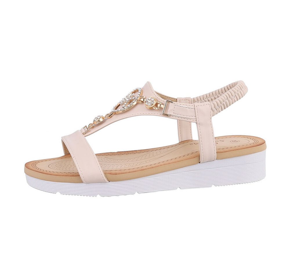 Ital-Design Komfortable Sandalen für jeden Anlass Riemchensandalette (86016818) Keilabsatz/Wedge Keilsandaletten in Beige