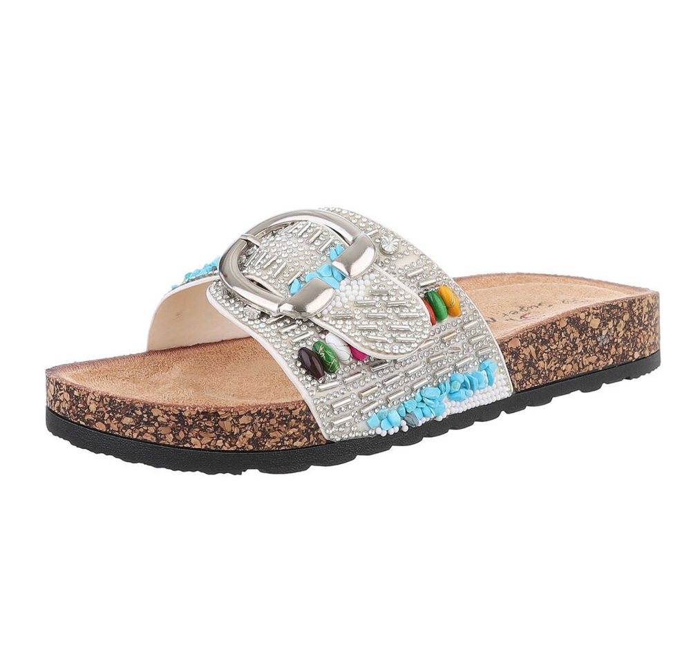 Ital-Design Komfortable Sandalen mit Schick – Ideal für den Sommer Pantolette (89322819) Flach Pantoletten in Weiß