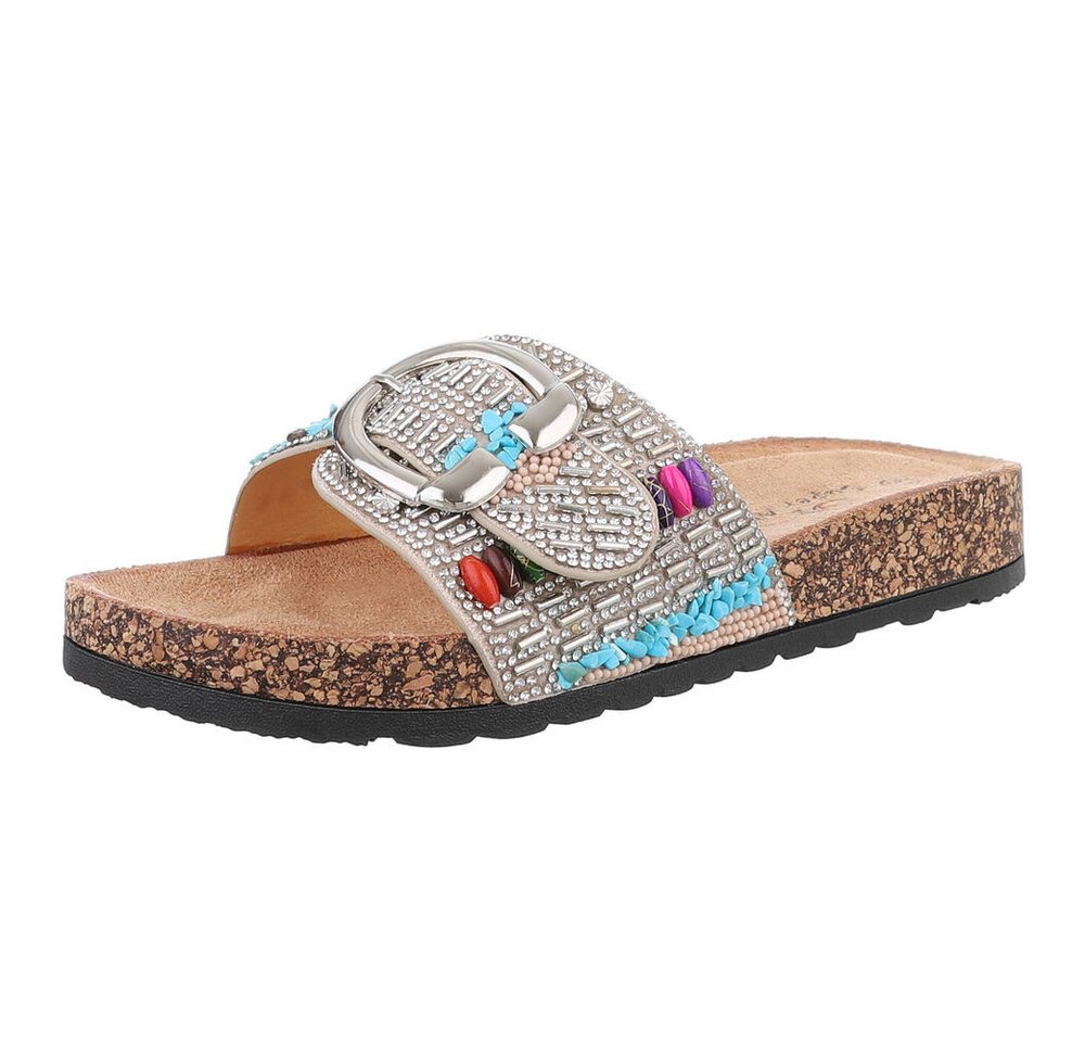 Ital-Design Komfortable Sandalen mit Schick – Ideal für den Sommer Pantolette (89322839) Flach Pantoletten in Beige