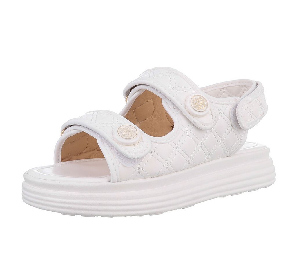 Ital-Design Komfortable Sandalen mit verstellbaren Riemen Riemchensandalette (89322981) Flach Plateausandaletten in Weiß