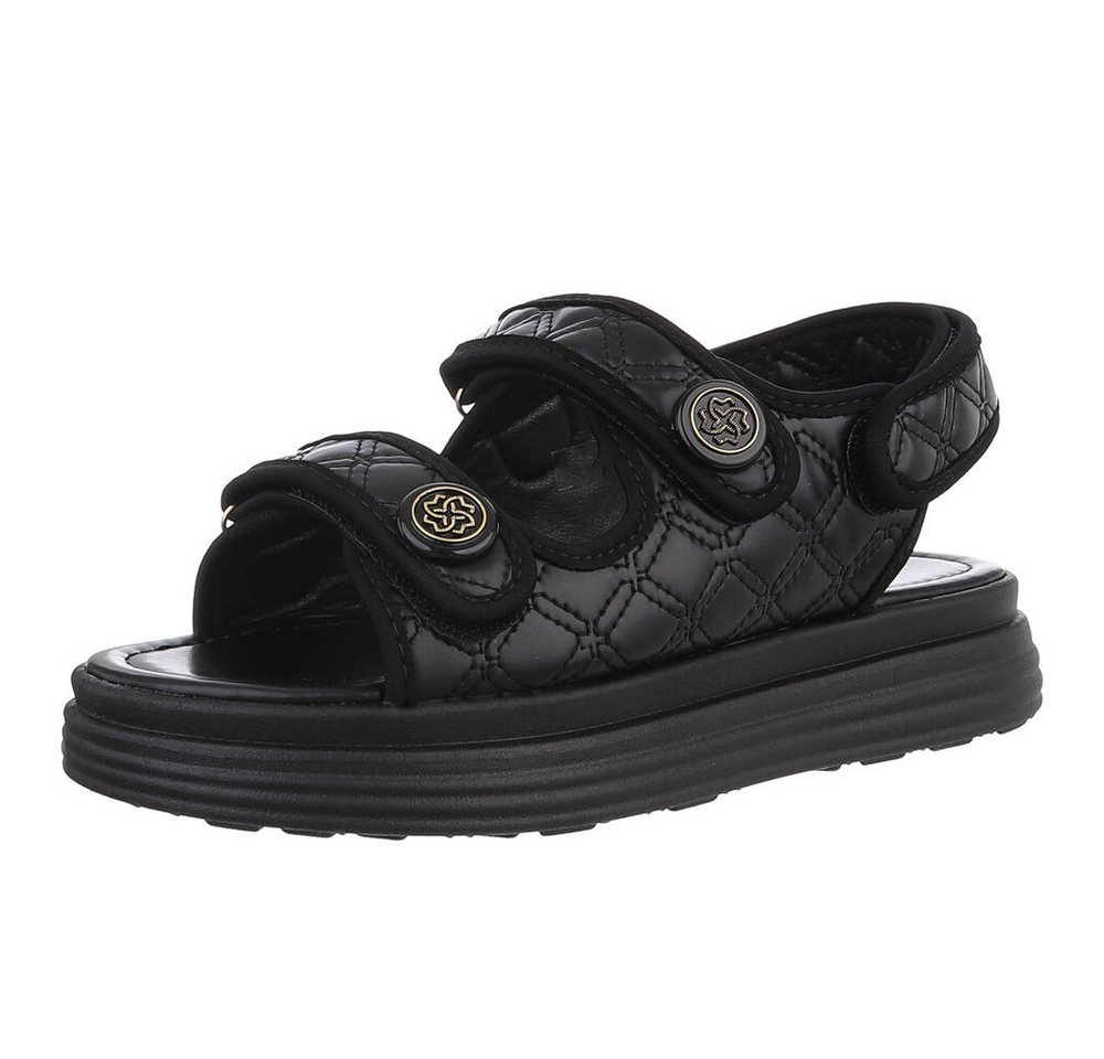 Ital-Design Komfortable Sandalen mit verstellbaren Riemen Riemchensandalette (89322996) Flach Plateausandaletten in Schwarz